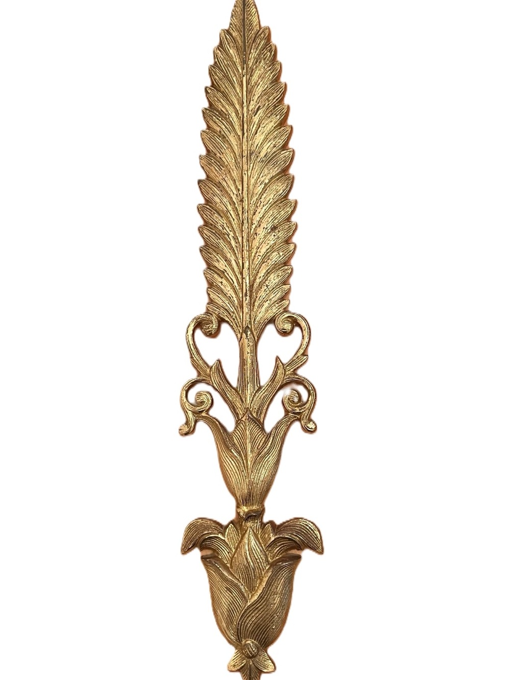 Vintage Hollywood Regency Style Solid Brass Wall Decor Art Leaf Wheat India